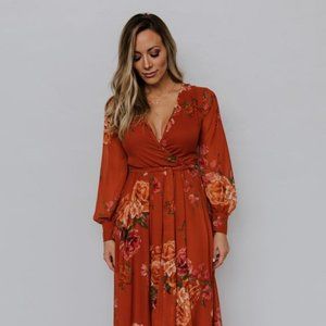 Baltic Born Lydia Maxi Dress | Rust Floral - Small